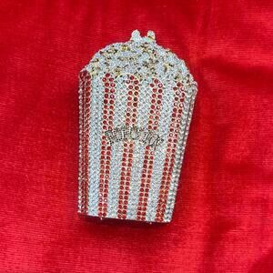Rhinestoned movie popcorn clutch purse bag